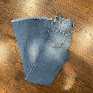 Buckle high rise super flare jeans